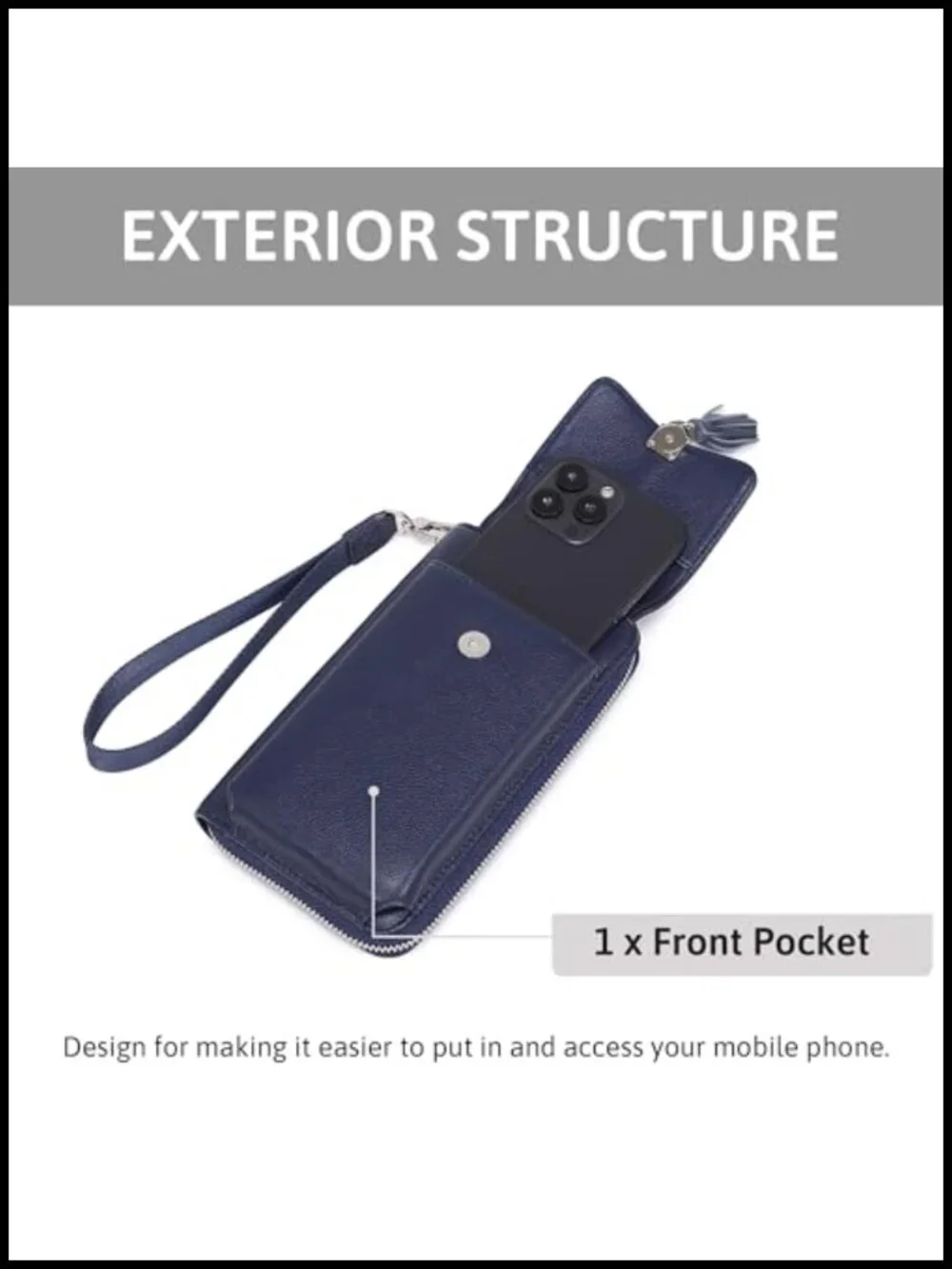 Genuine Leather Small Crossbody Bag RFID Phone Purse Wallet Adjustable Strap